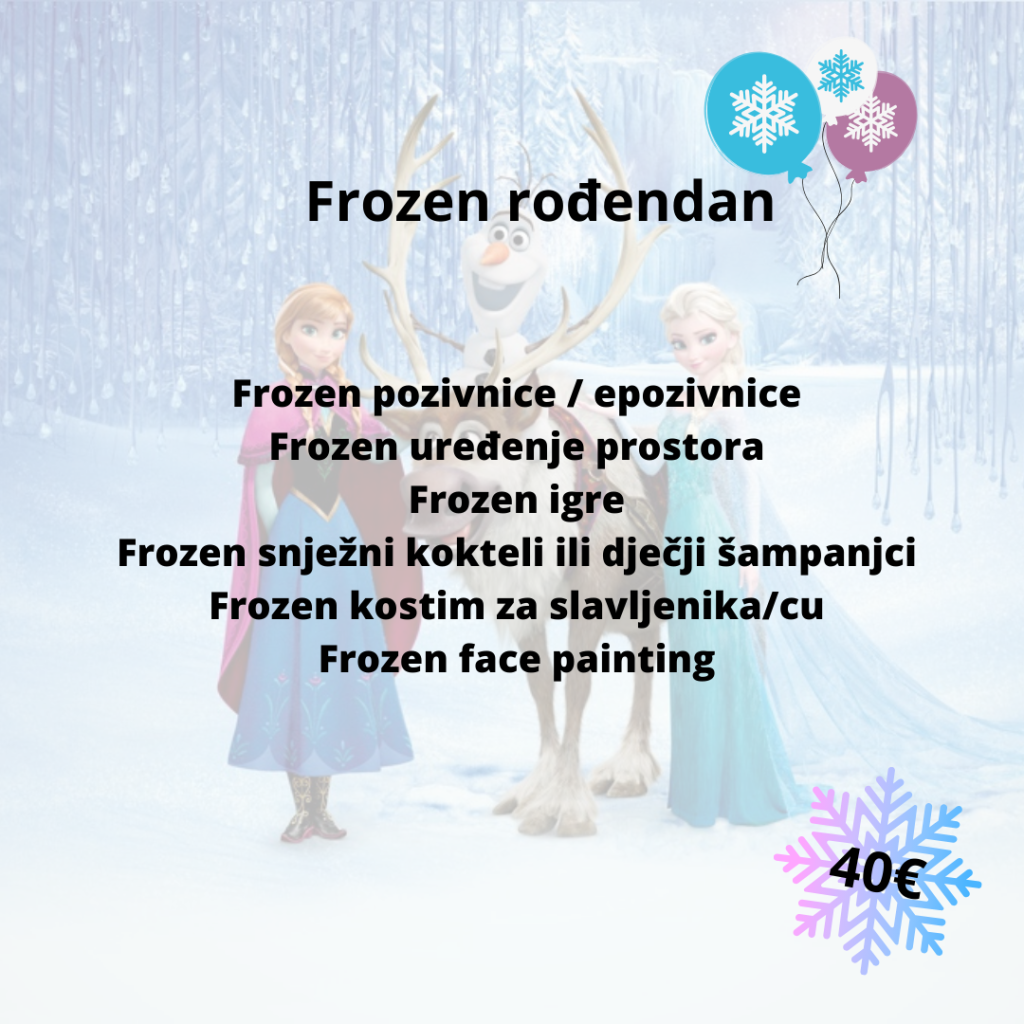 Frozen rođendan tema abeceda