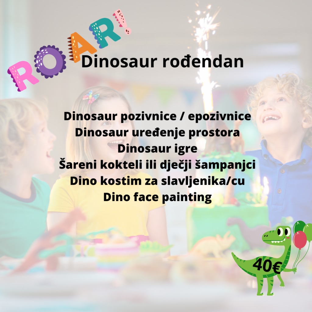 dinosaur rođendan tema abeceda