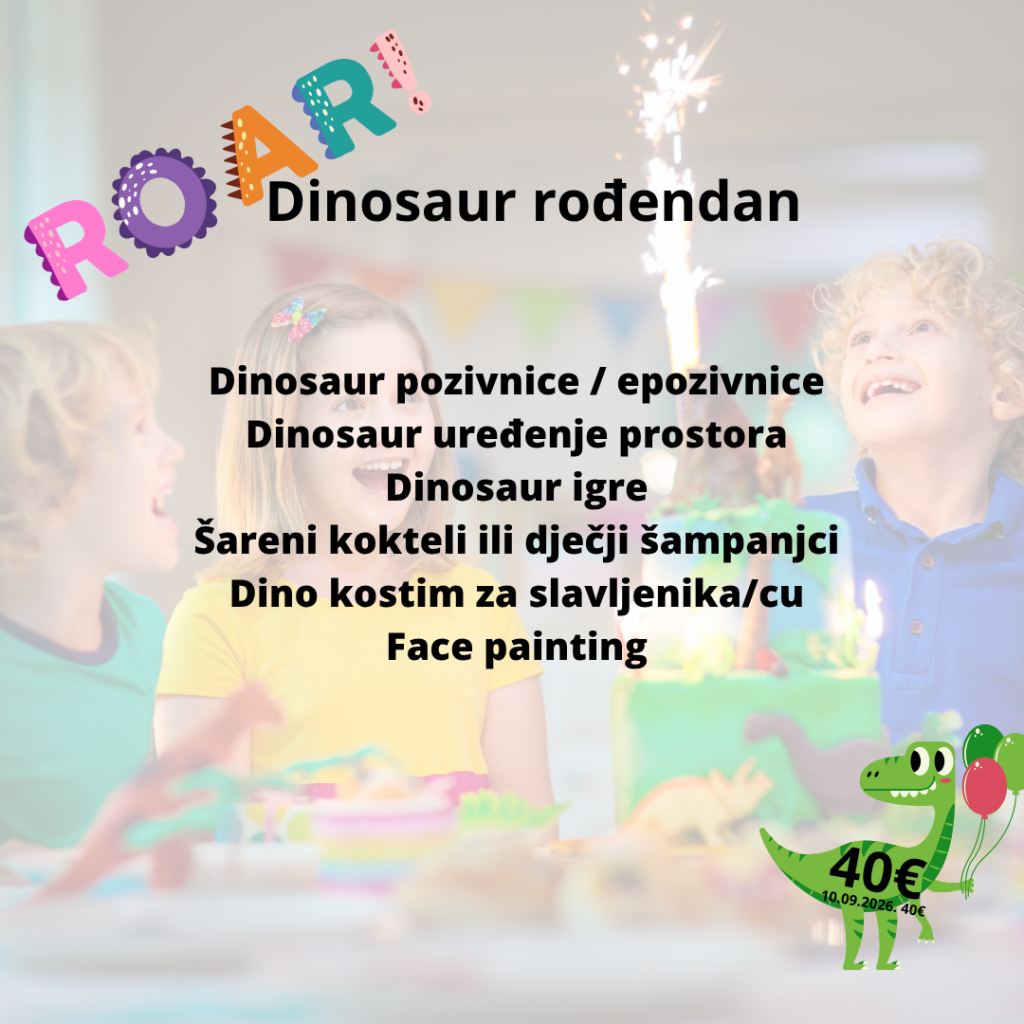 dinosaur rođendan tema abeceda
